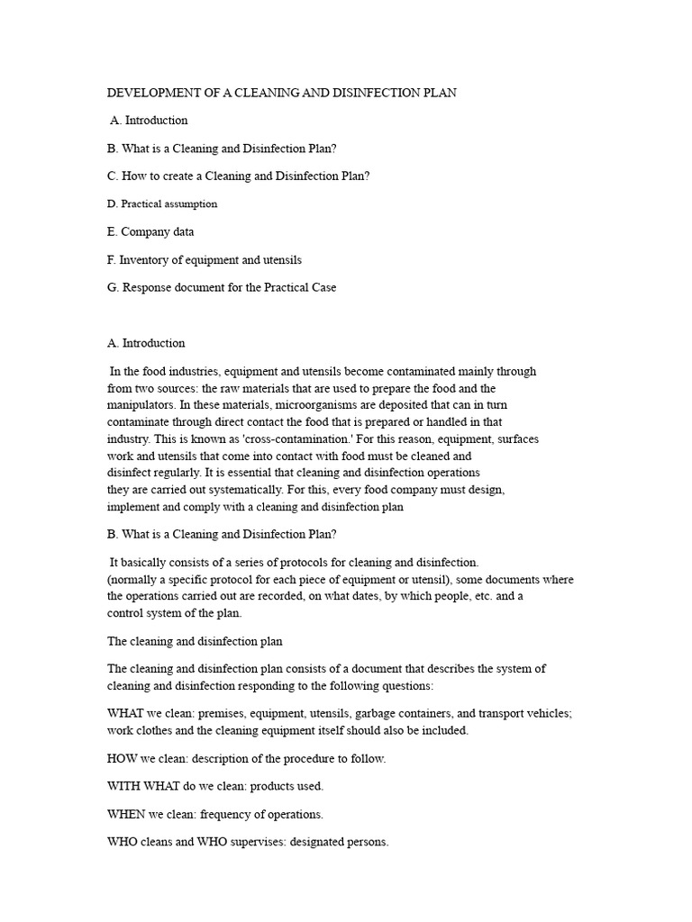 Cleaning and Disinfection Plan Guide | PDF | Disinfectant ...