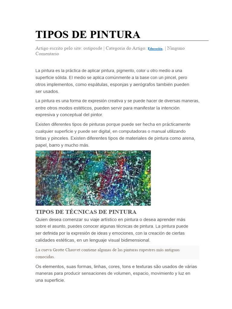 Guía de Tipos de Pintura y Técnicas | PDF | Pinturas | Pintar