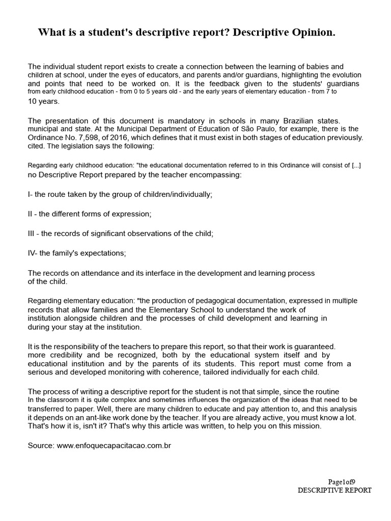 Understanding Student Descriptive Reports | PDF | Teachers | Attention