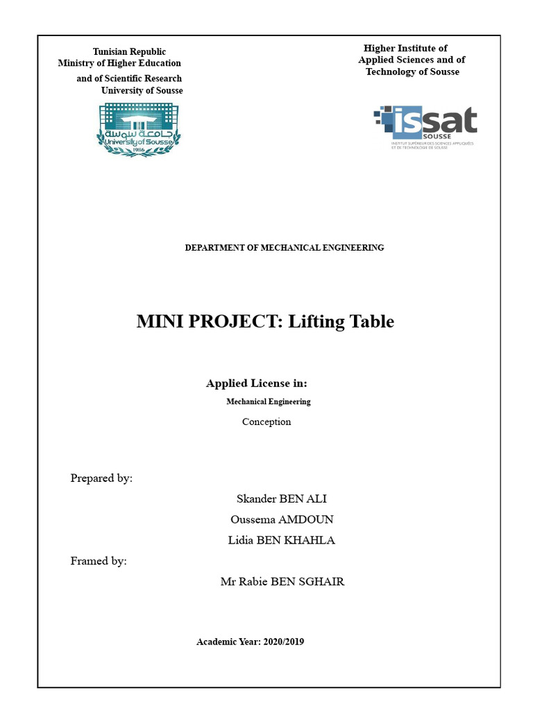 Lifting Table Design Mini Project | PDF | Elevator