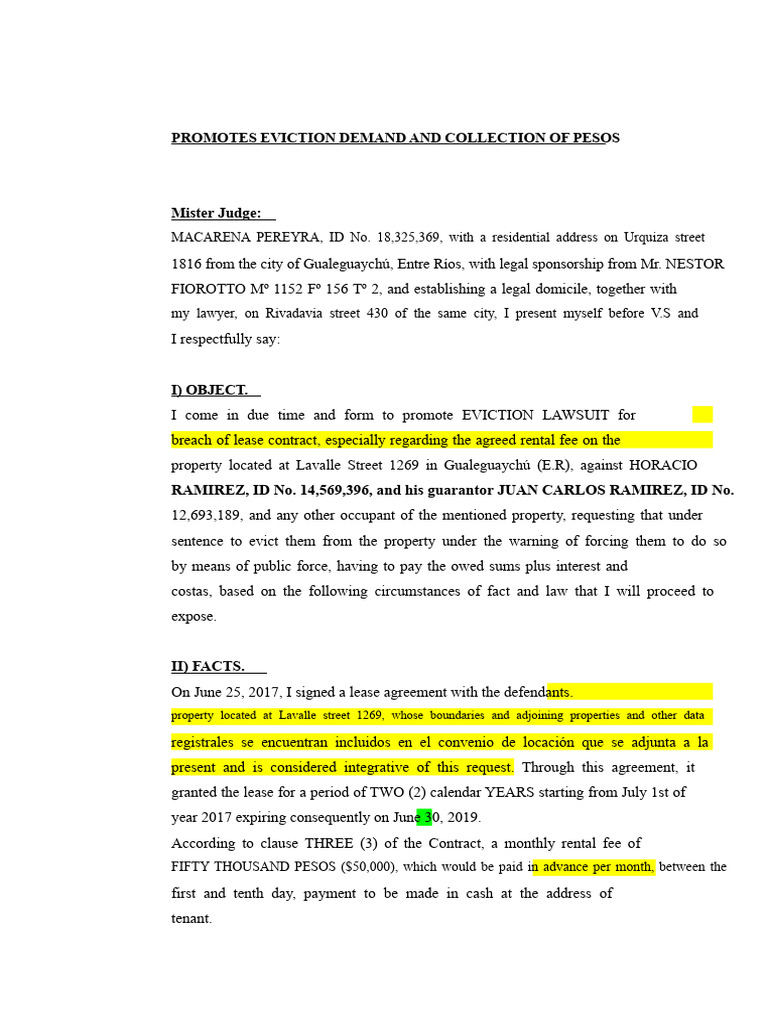 Eviction Lawsuit and Rent Collection | PDF | Common Law | Justice