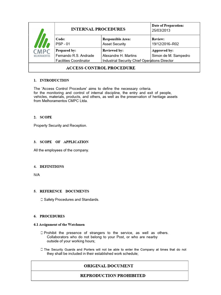 Access Control Procedure | PDF | Access Control | Identity Document