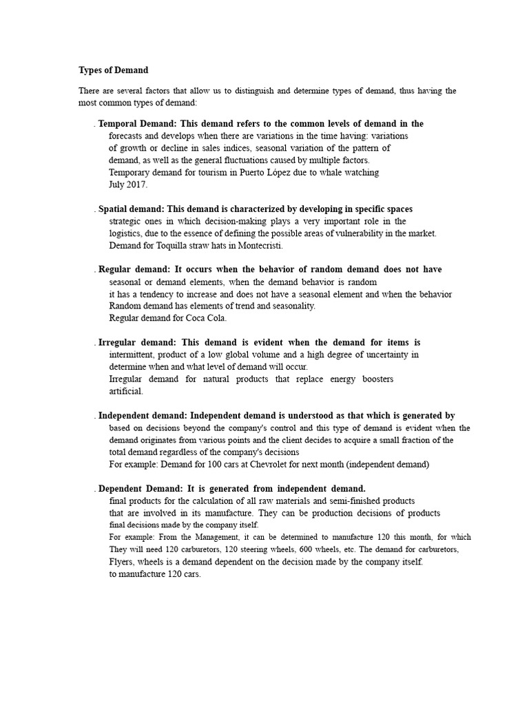 Types of Demand Explained: Key Variations | PDF | Seasonality