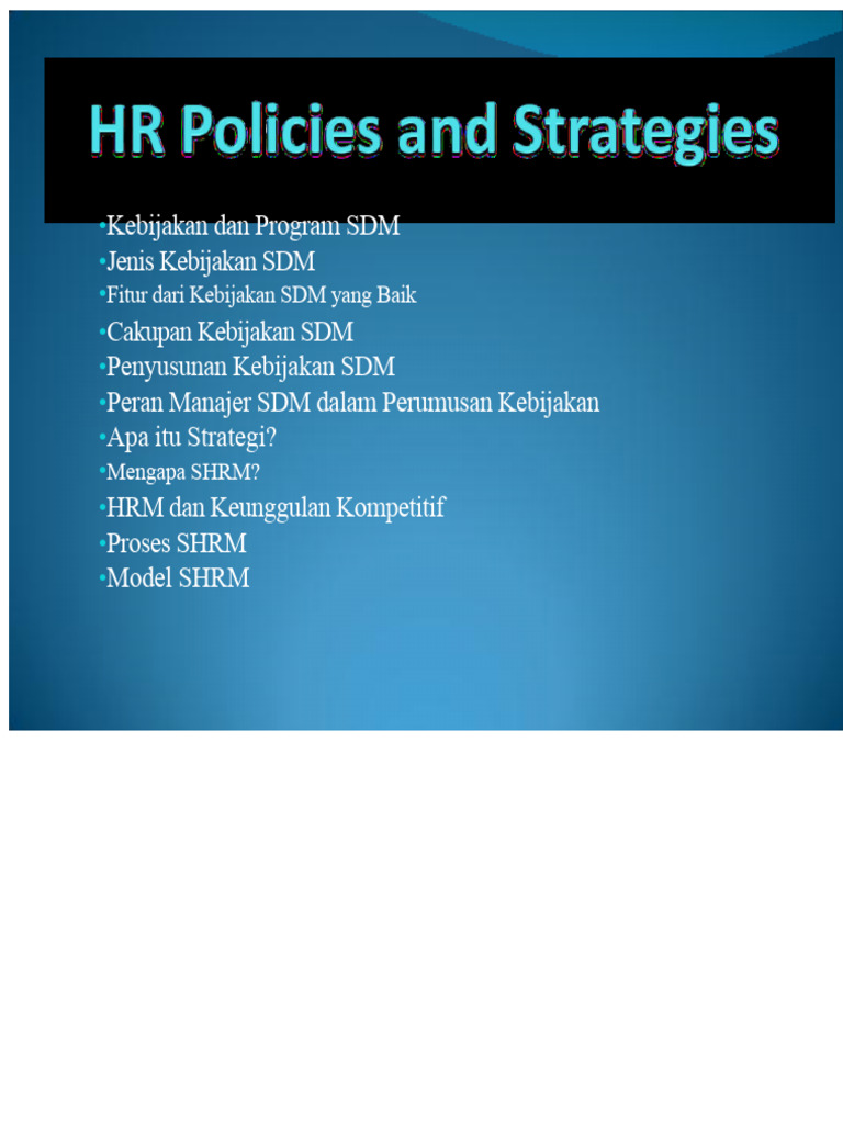 Kebijakan dan Strategi SDM Efektif | PDF