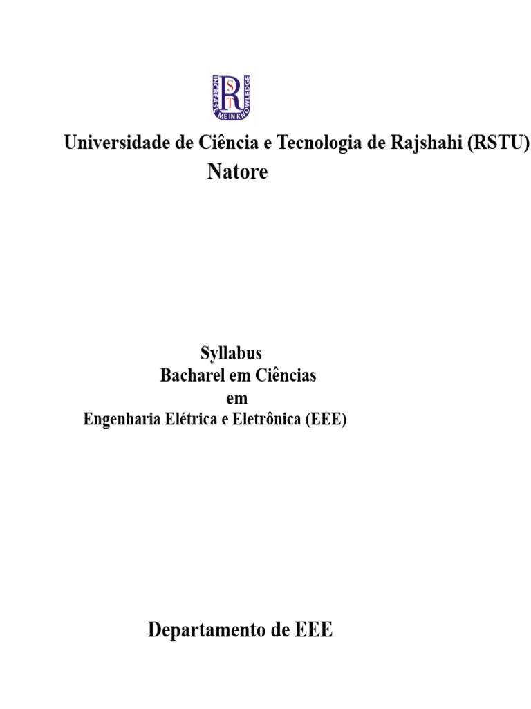Syllabus de Engenharia Elétrica RSTU | PDF | Espaço vetorial | Equações ...