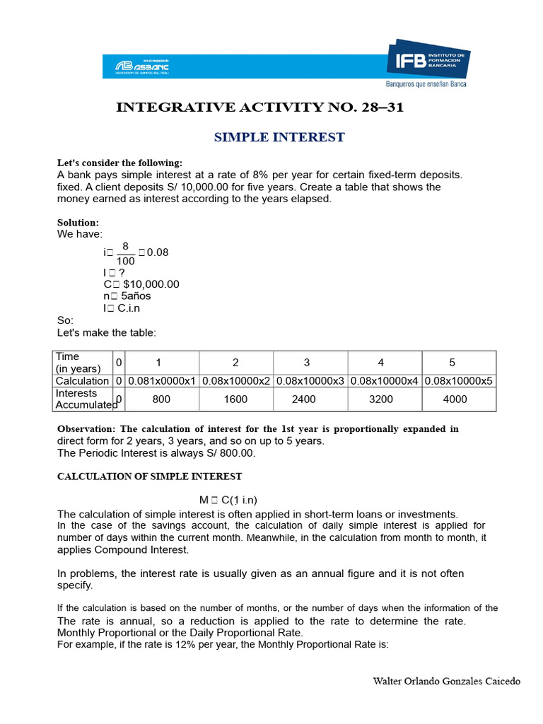 Simple Interest Exercises PDF | PDF | Interest | Interest Rates