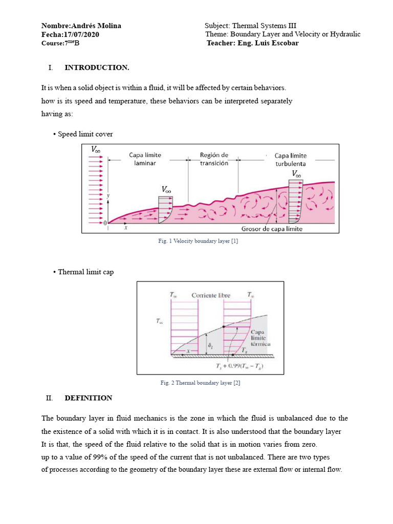 Boundary Layer in Thermal Systems | PDF | Boundary Layer | Laminar Flow