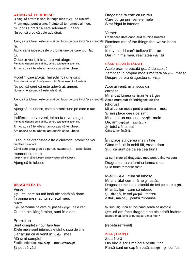 Versuri | PDF