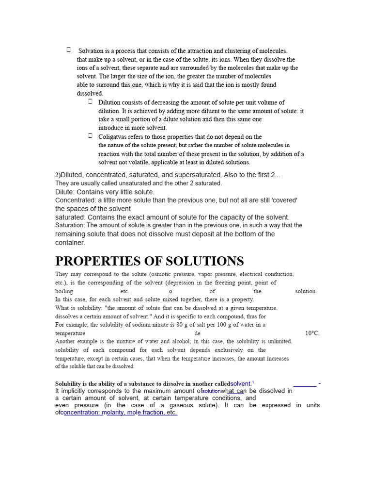 Understanding Solvation and Solution Properties | PDF | Solubility ...