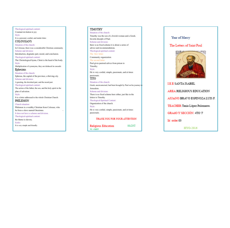 Triptych of Religious Education Part 1 | PDF | Epistle To Philemon ...