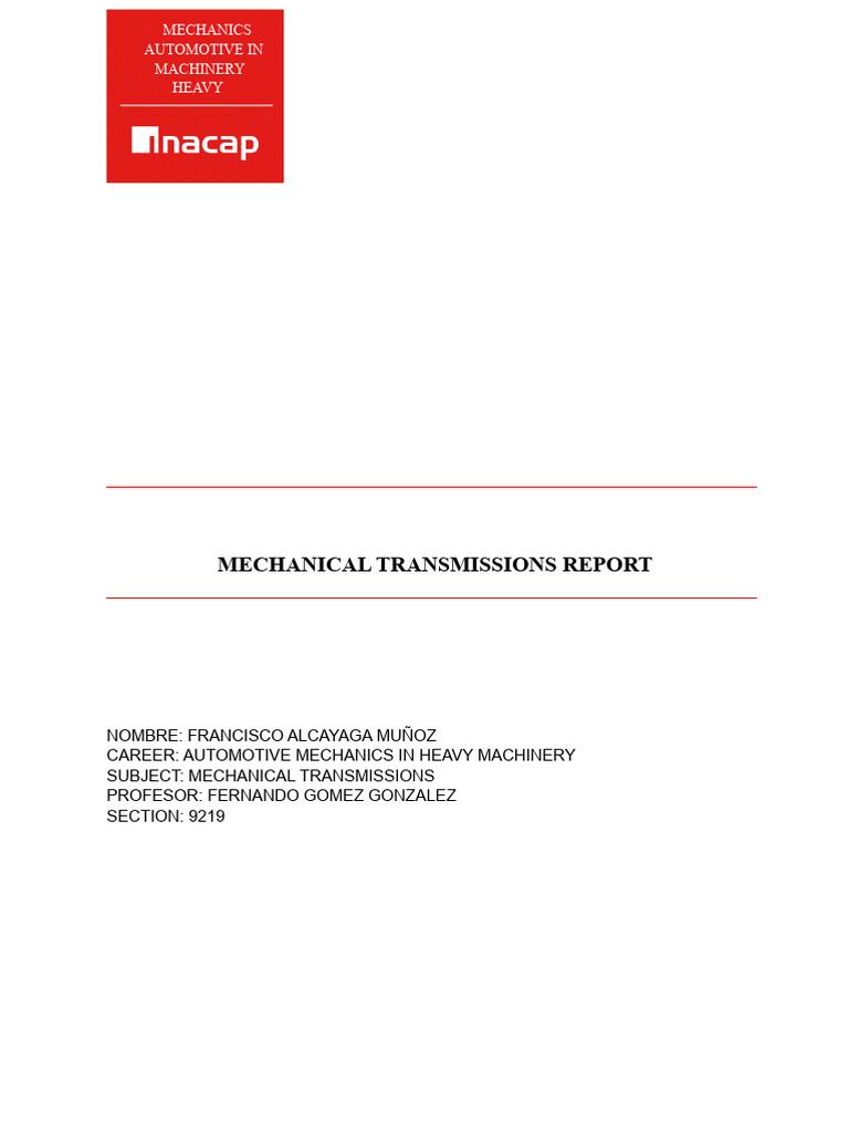 report mechanical transmissions | PDF | Clutch | Gear