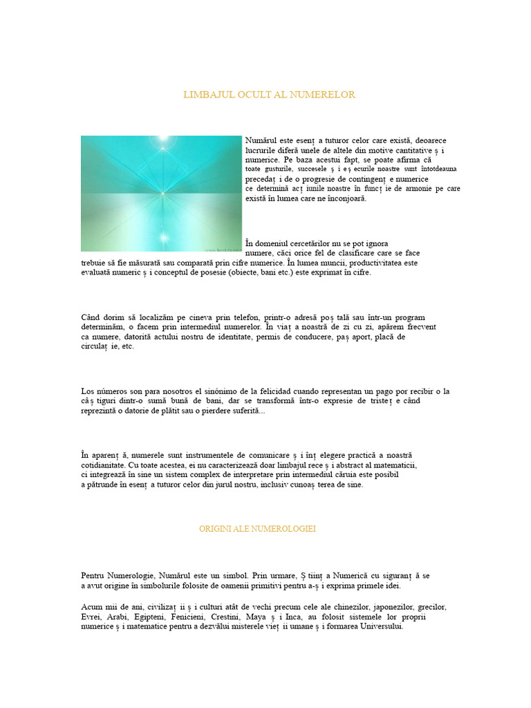 Limbajul Ascuns Al Numerelor INTRODUCERE | PDF