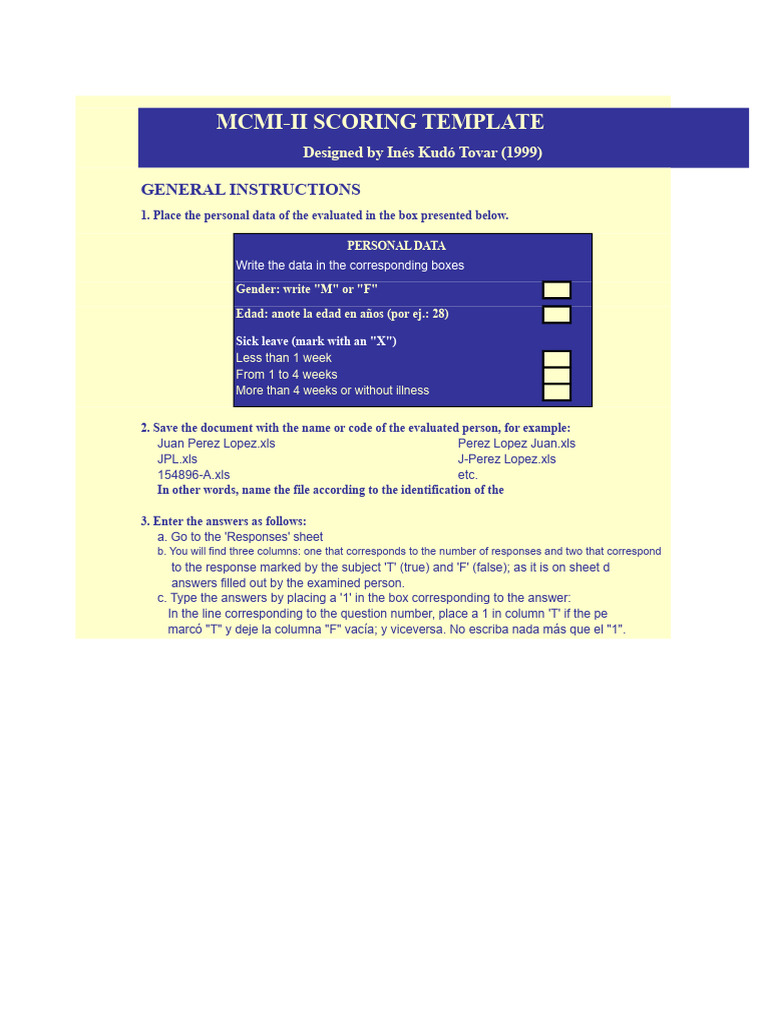 MCMI-II Scoring Template Guide | PDF | Disability | Emotions