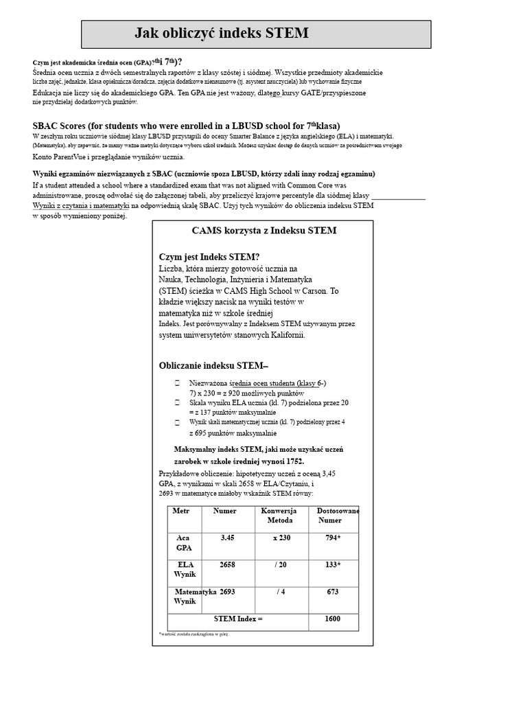 Jak Obliczyć Indeks STEM | PDF