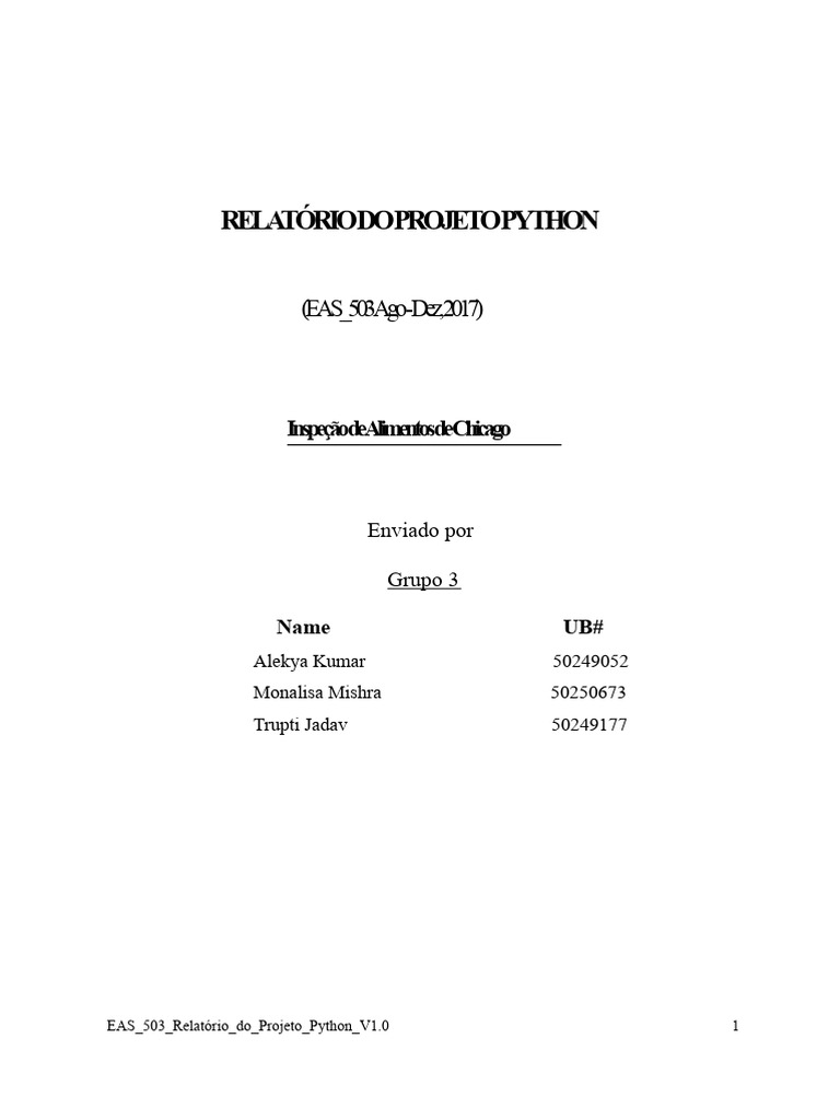 Relatório Do Projeto em Python | PDF | Chicago | Dados
