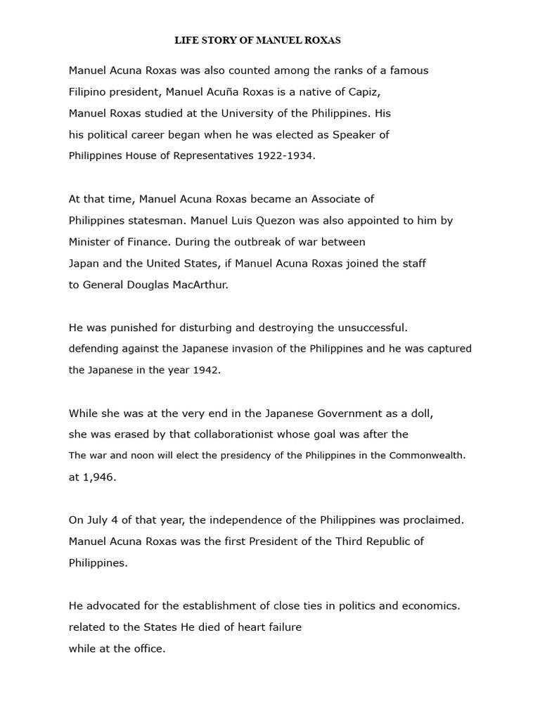 Biography of Manuel Roxas | PDF