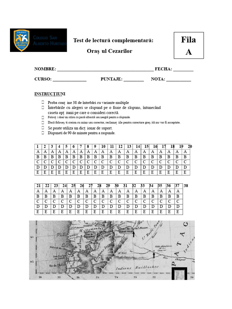 Test Orașul Cezarilor, Rândul A | PDF