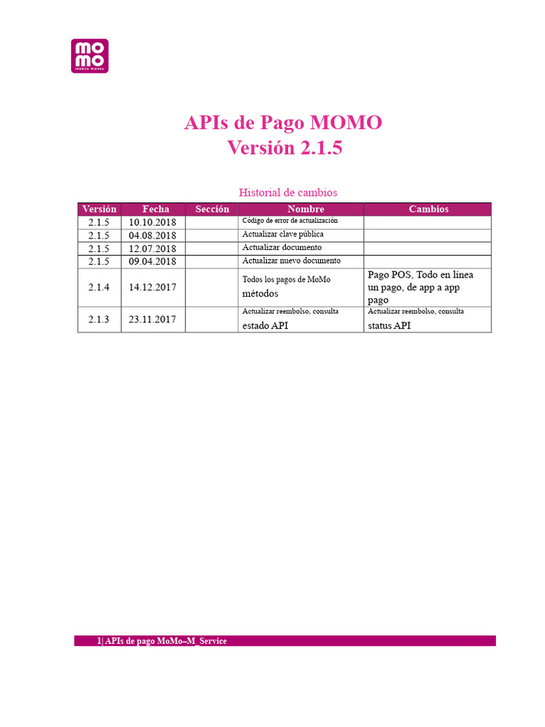 APIs de Pago MoMo: Guía de Integración | PDF | Cifrado | Aplicación movil
