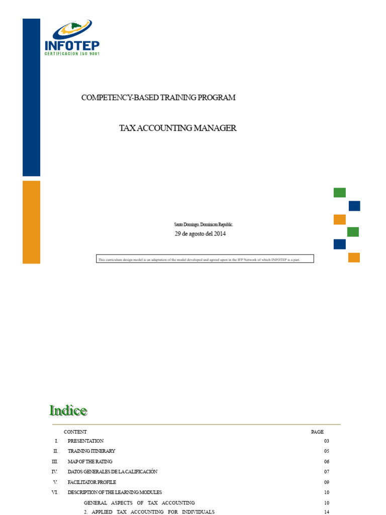INFOTEP Program - Tax Accounting Manager | PDF | Taxes | Procedural ...