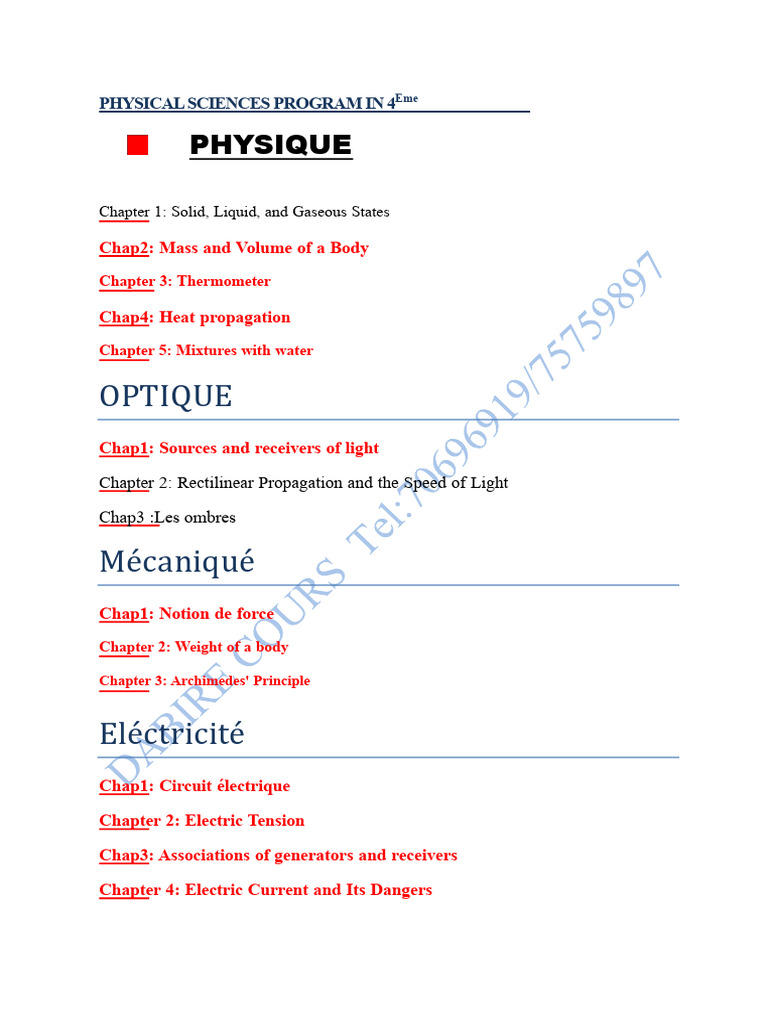 Physical Sciences Program in 8th Grade | PDF