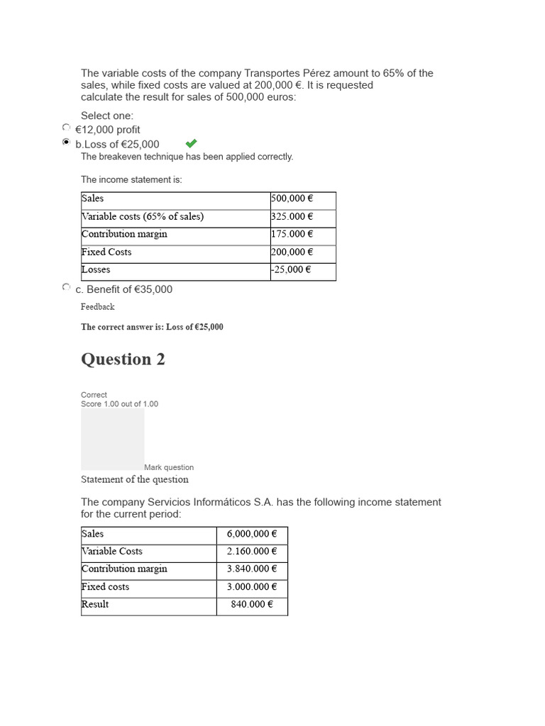 Break-Even Analysis and Profit Calculation | PDF | Business Economics ...