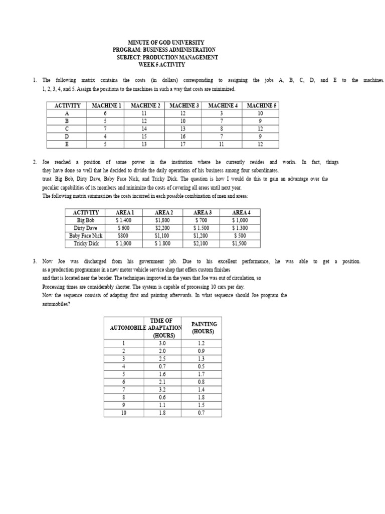 Gpr - Activity Week 5 - Gantt Operations Programming (1) | PDF