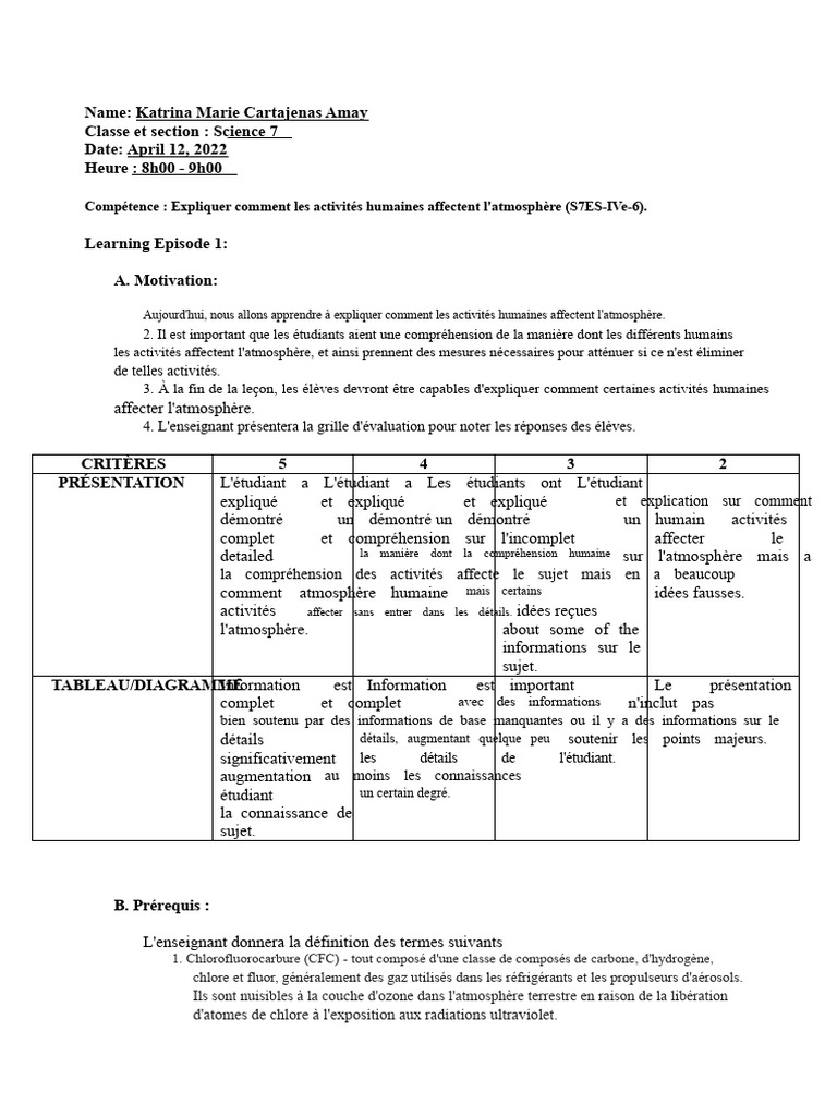 Impact des Activités Humaines sur l'Atmosphère | PDF | Changement ...