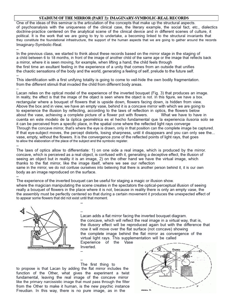 Lacan's Mirror Stage and Symbolic Records | PDF | Psychological Concepts