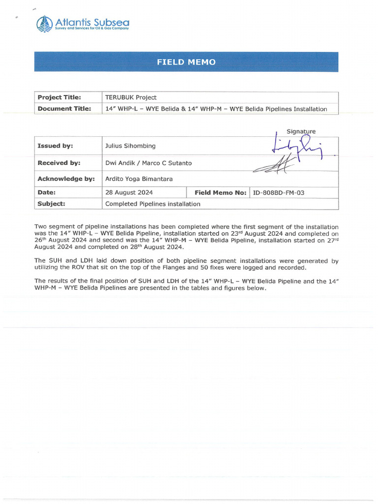 Field Memo ASI | PDF