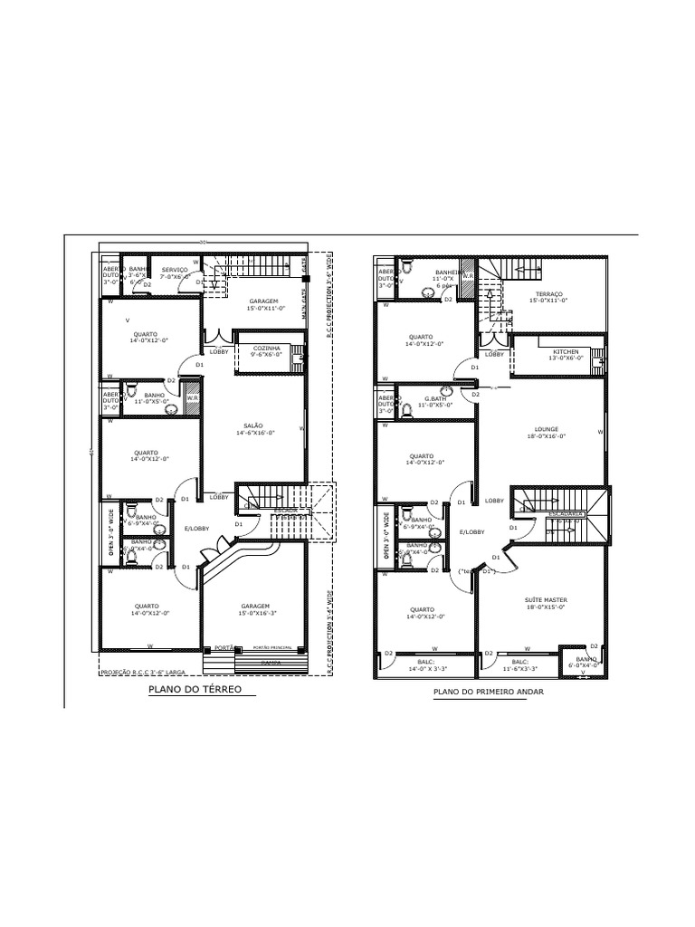 Planta Baixa de Residência Detalhada | PDF | Sala | Casa
