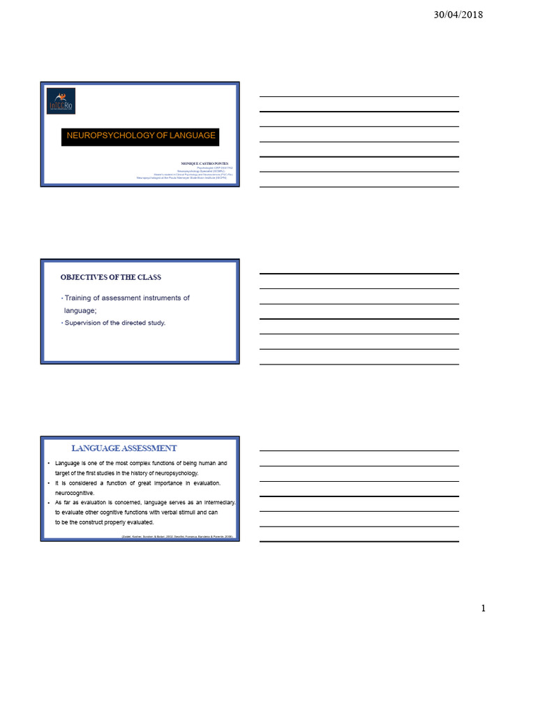 Neuropsychology of Language Assessment | PDF | Neuropsychology ...