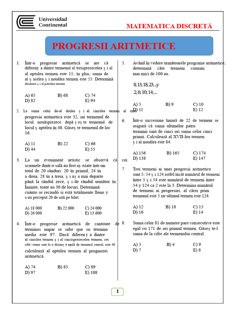 Progresii Aritmetice | PDF