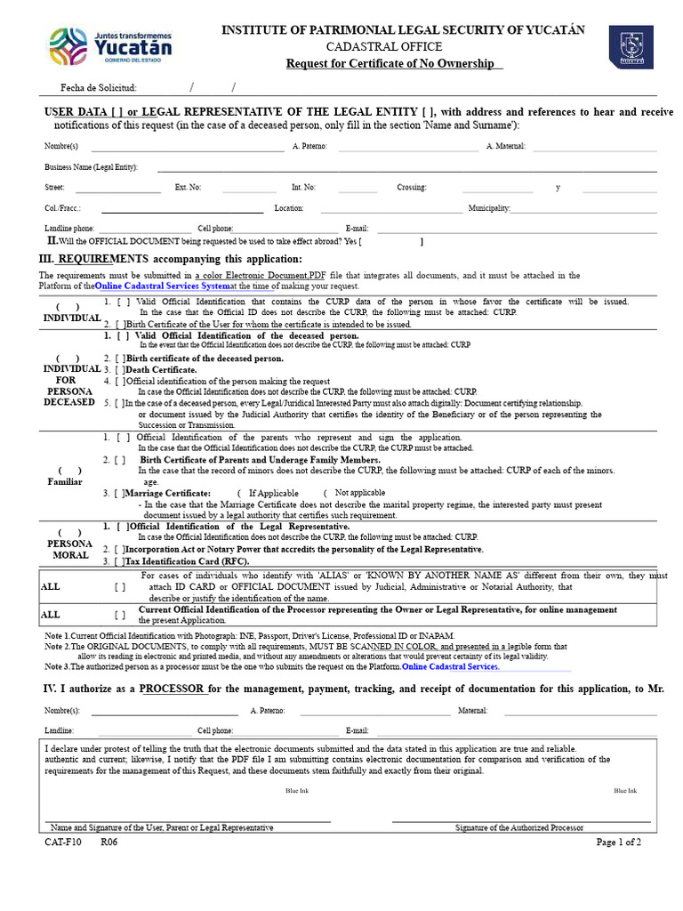 Certificate of No Ownership Request Form | PDF | Identity Document
