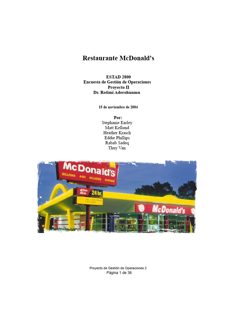 Estrategia de Operaciones en McDonald's | PDF | Mc Donald's | Calidad ...