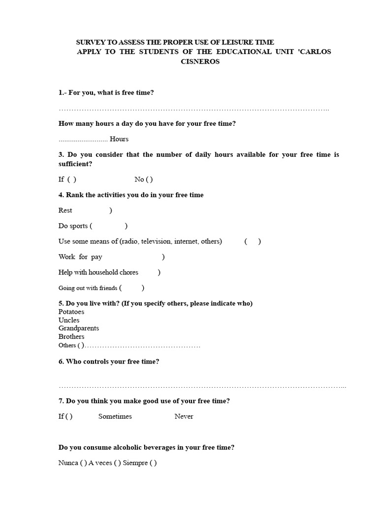 Leisure Time Use Survey for Students | PDF | Chess Openings | Chess
