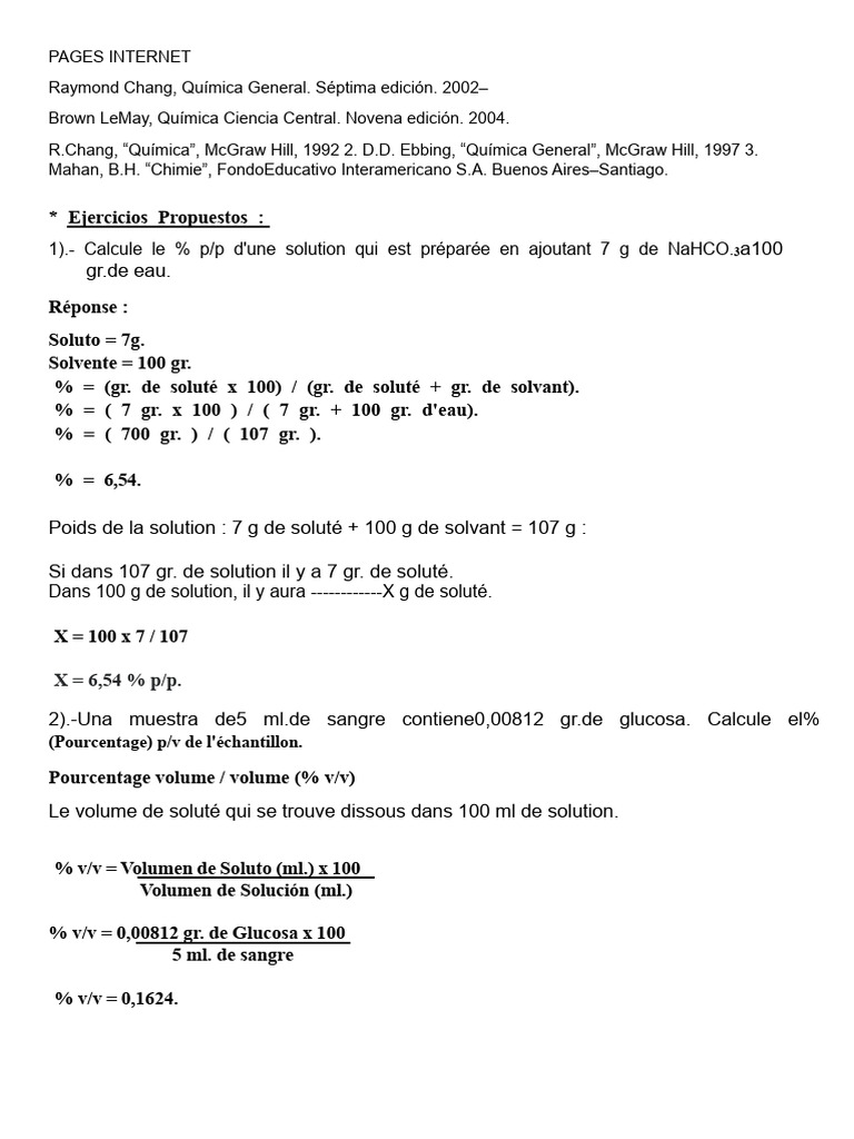 Calculs de concentrations en chimie | PDF | Vinaigre | Molécules