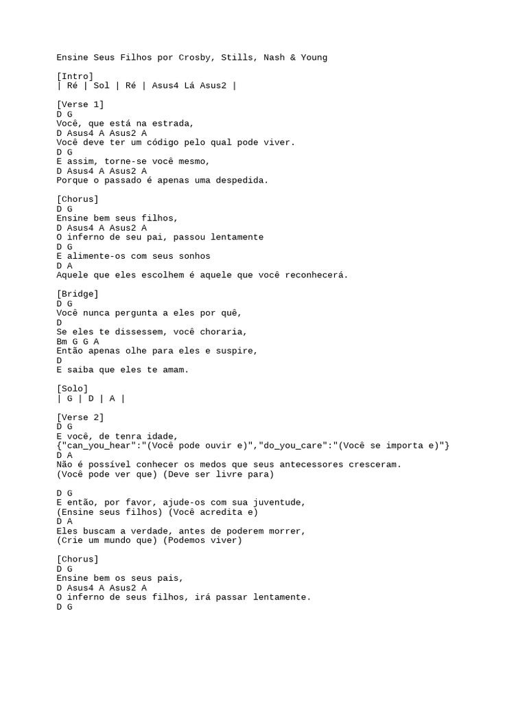Ensine Seus Filhos: Letra e Análise | PDF