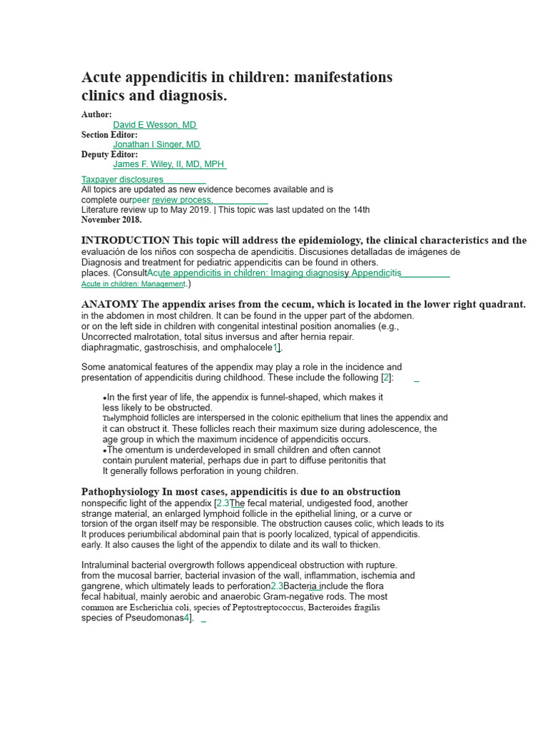 Pediatric Acute Appendicitis Overview | PDF | Gastroenterology ...