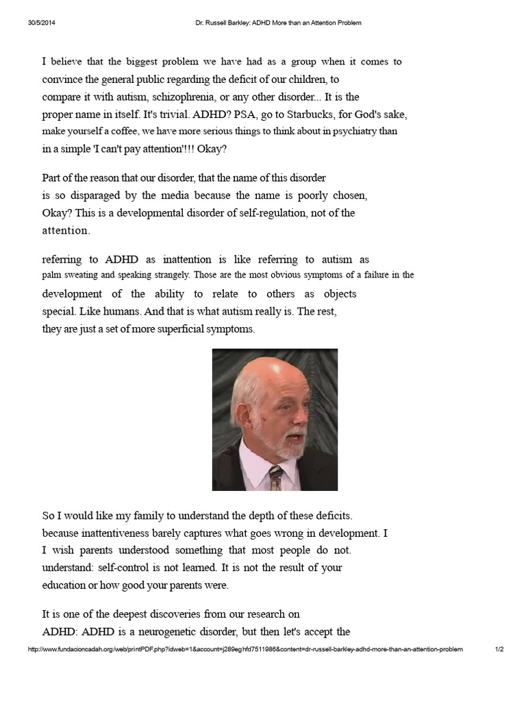Dr. Russell Barkley - ADHD More Than Just An Attention Problem | PDF ...