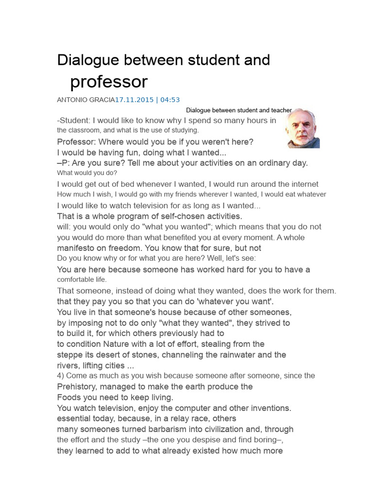 Dialogue Between Student and Teacher | PDF