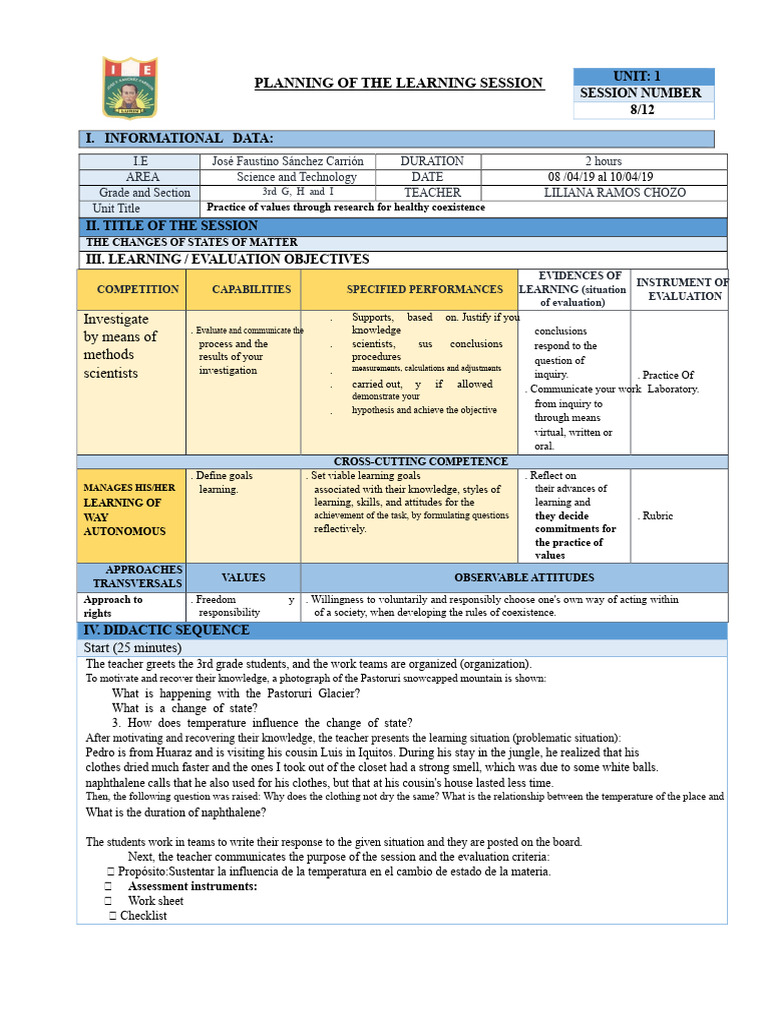 The Changes of States of Matter | PDF | Learning | Knowledge