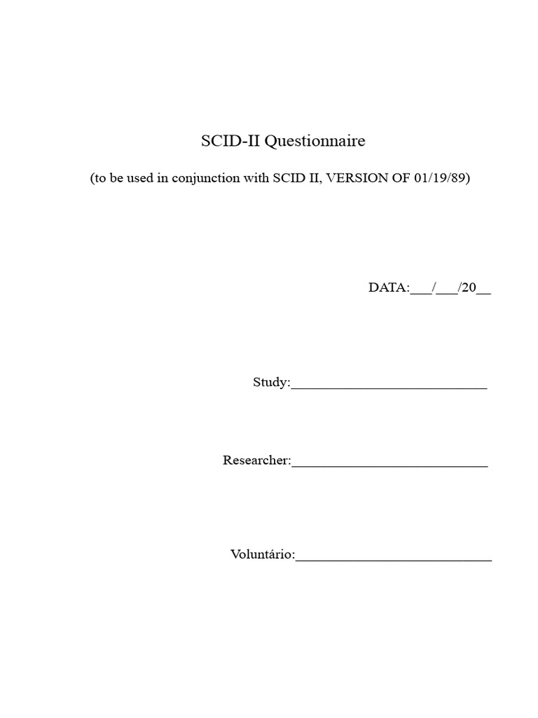 SCID-II Personality Questionnaire | PDF | Behavioural Sciences ...