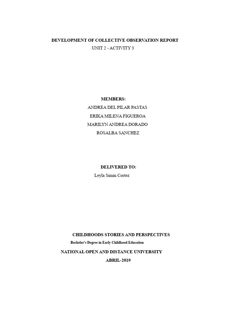 Collective Observation Report on Early Childhood Education | PDF ...