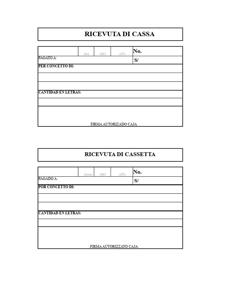 Ricevuta Scatola | PDF