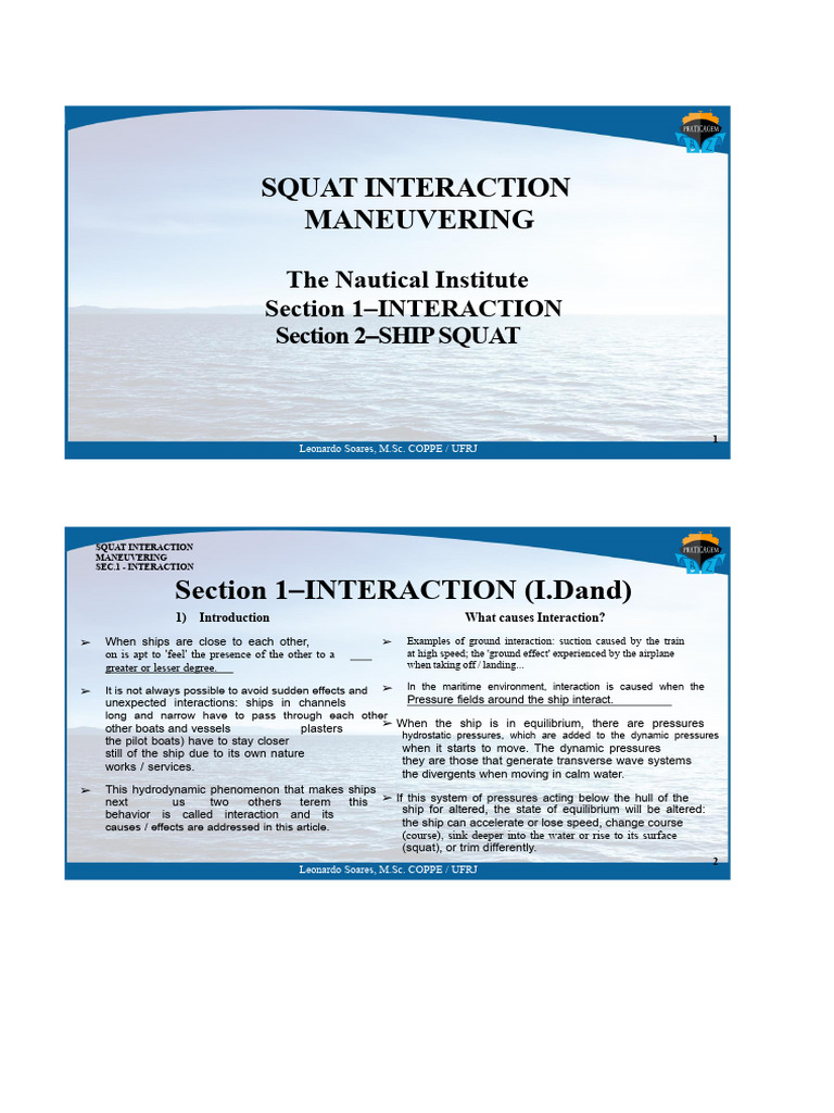 Ship Squat Interaction Dynamics | PDF | Tugboat | Ships