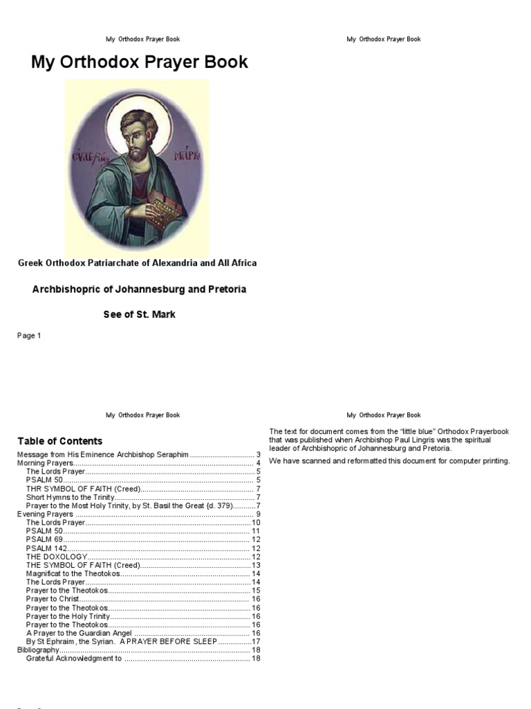My Orthodox Prayer Book Guide PDF Eastern Orthodox Church Mercy