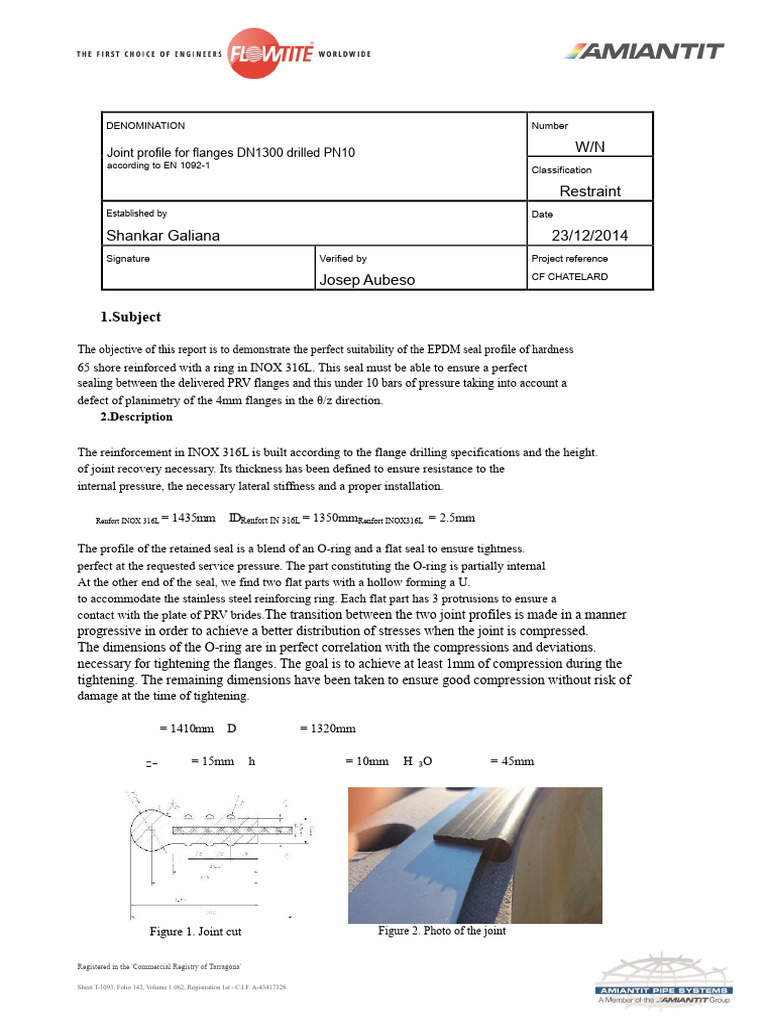 EPDM Seal Profile for DN1300 Flanges | PDF | Mechanical Engineering