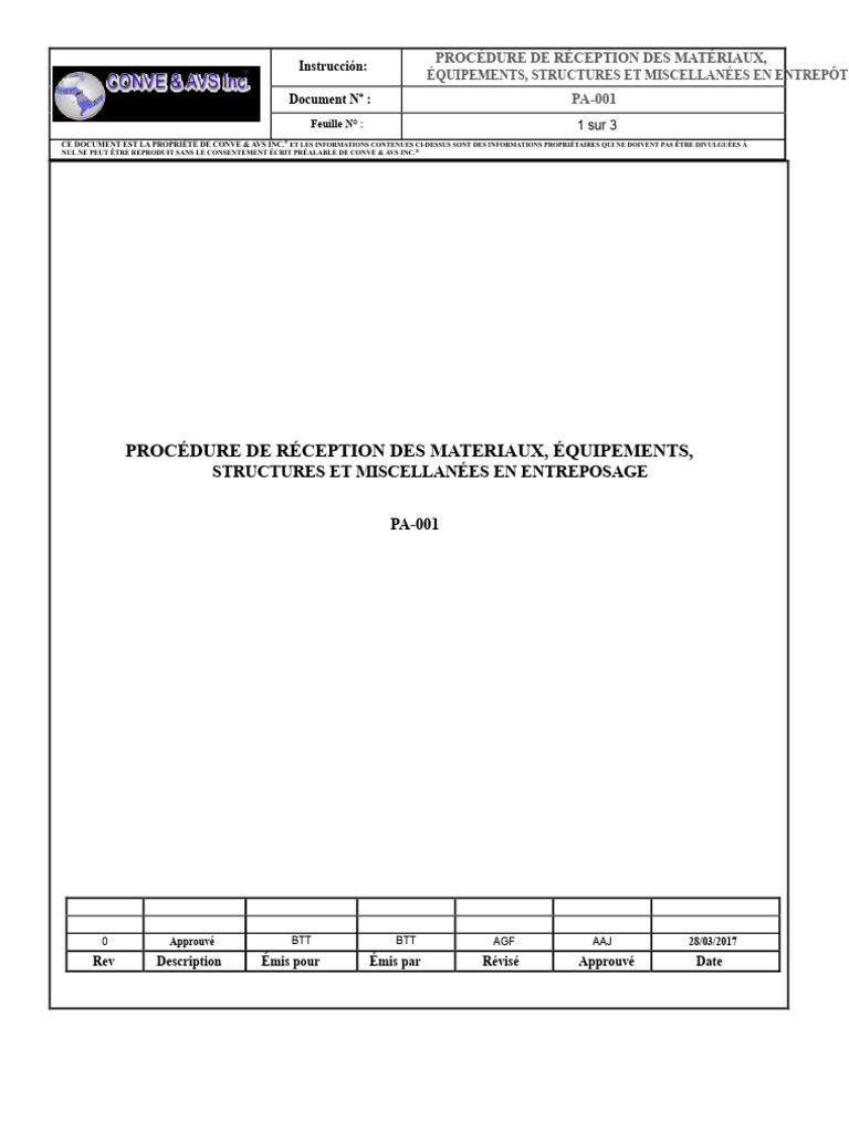 Réception des Matériaux en Entrepôt | PDF | Entrepôt | Processus d'affaires