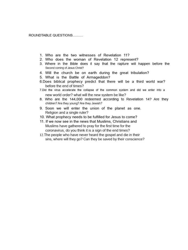 Round Table Questions | PDF