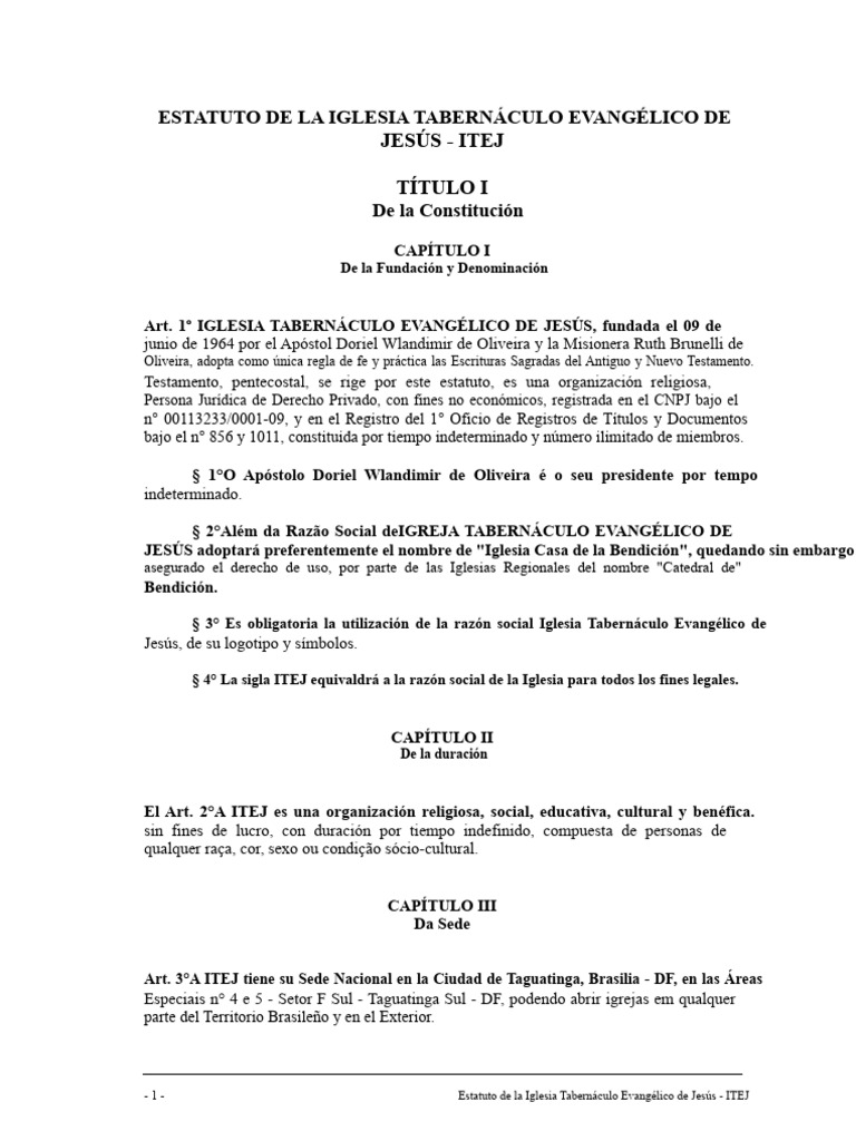 Estatuto ITEJ | PDF | Iglesia cristiana | Evangélico